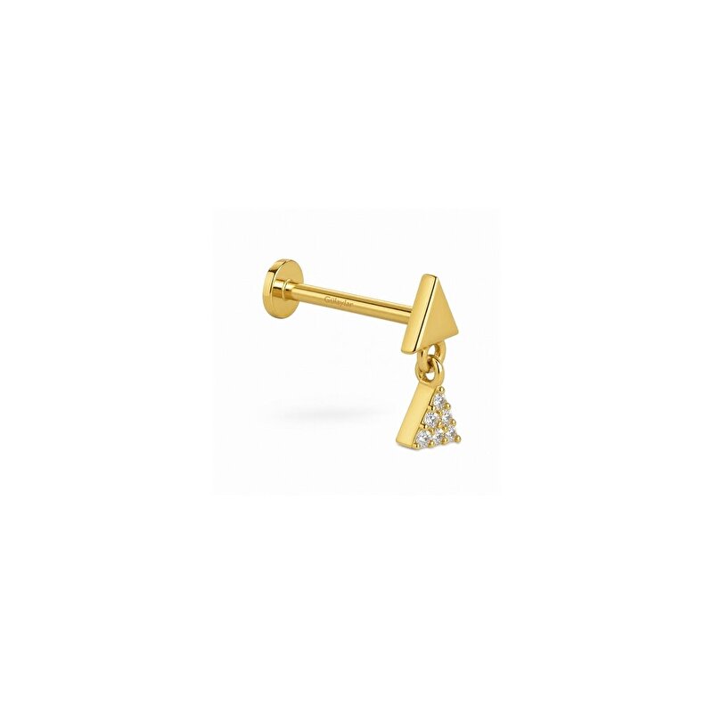 14 Ayar Sarı Altın Üçgen Tragus Piercing