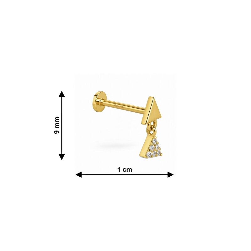 14 Ayar Sarı Altın Üçgen Tragus Piercing