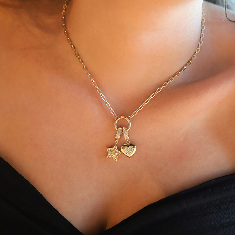 14 Ayar Sarı Altın Yıldız Figürlü Kolye Ucu