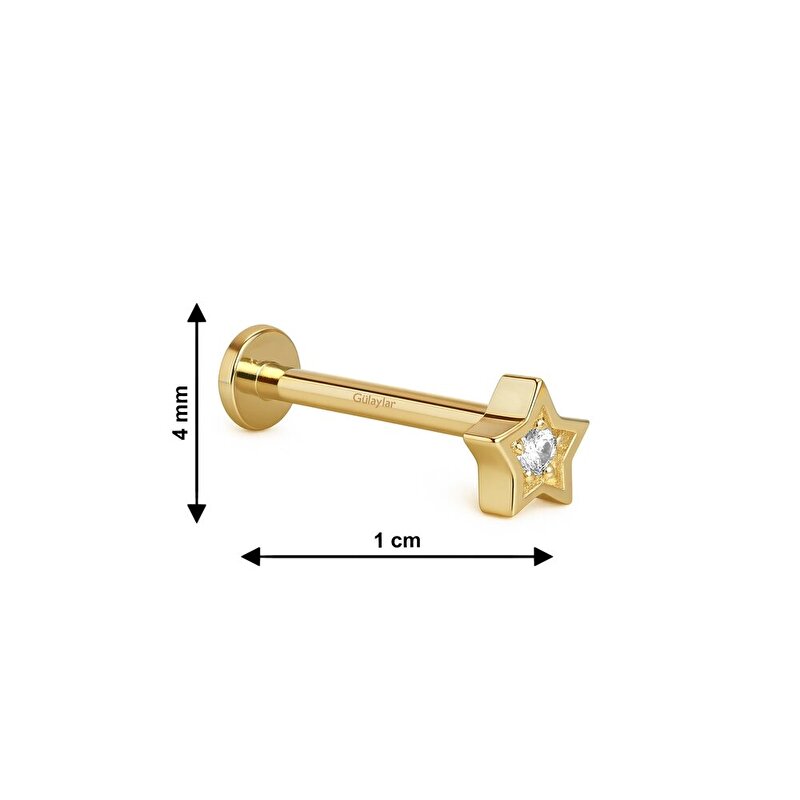 14 Ayar Sarı Altın Yıldız Tragus Piercing
