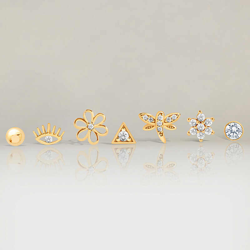 14 Ayar Sarı Altın Tragus Piercing