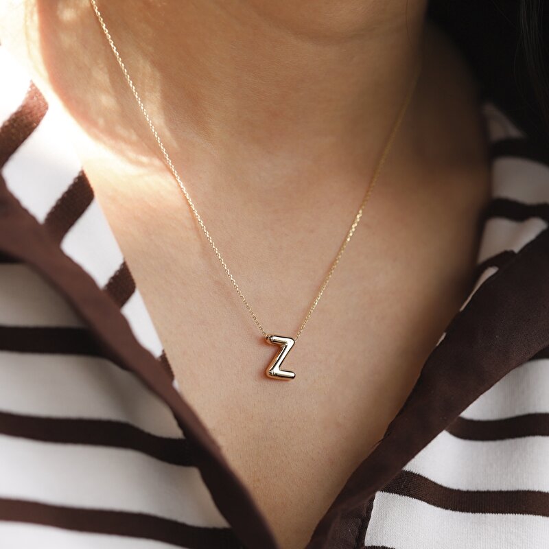 14 Ayar Z Harf Bubble Kolye