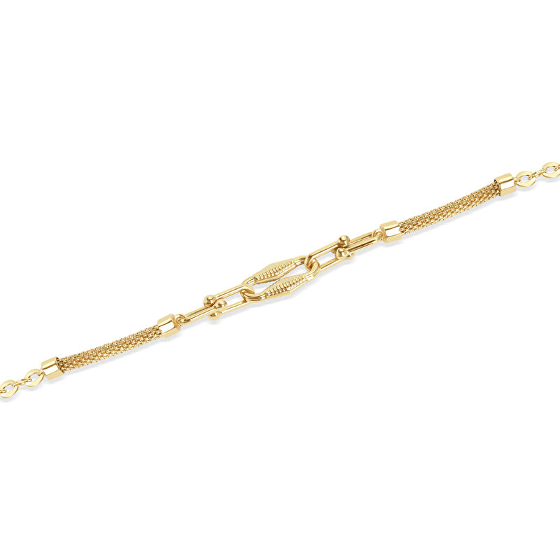 14 Ayar Sarı Altın Gemici Kilitli Zincir Bileklik