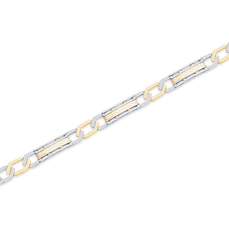 14 Ayar Sarı-Beyaz Altın Erkek Bileklik