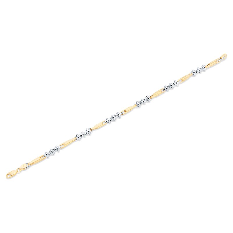 14 Ayar Sarı-Beyaz Altın Erkek Bileklik