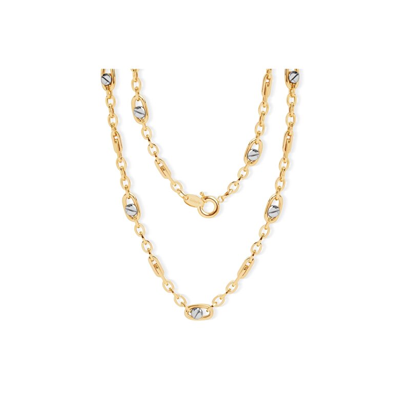 14 Ayar Sarı-Beyaz Altın Erkek Zincir