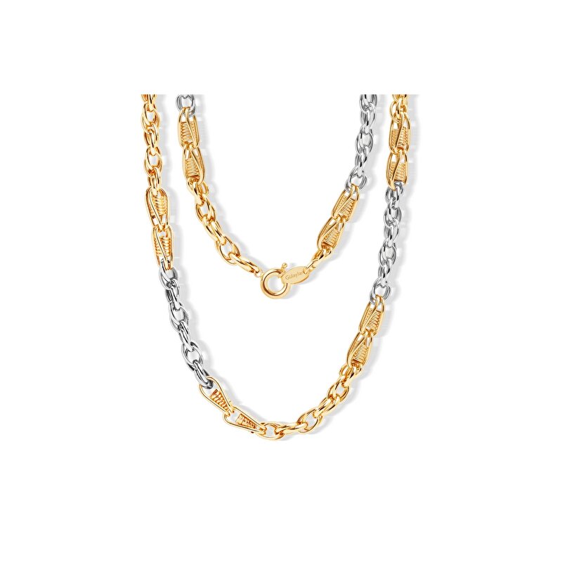 14 Ayar Sarı-Beyaz Altın Erkek Zincir