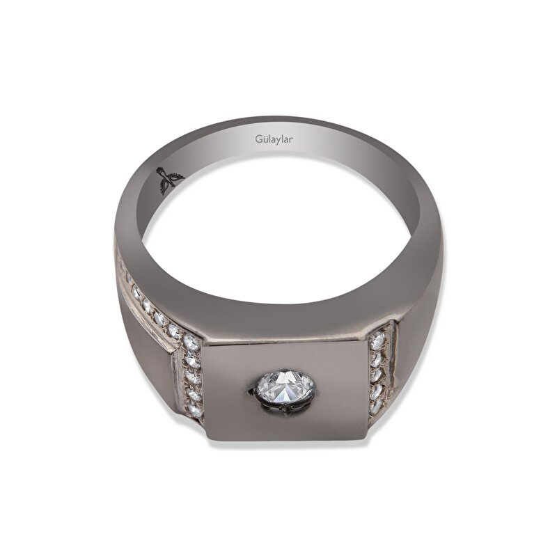 14 Ayar Siyah-Beyaz Altın Erkek Yüzük