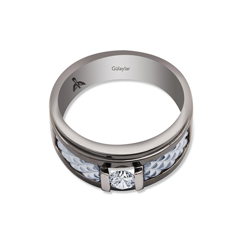 14 Ayar Siyah-Beyaz Altın Erkek Yüzük