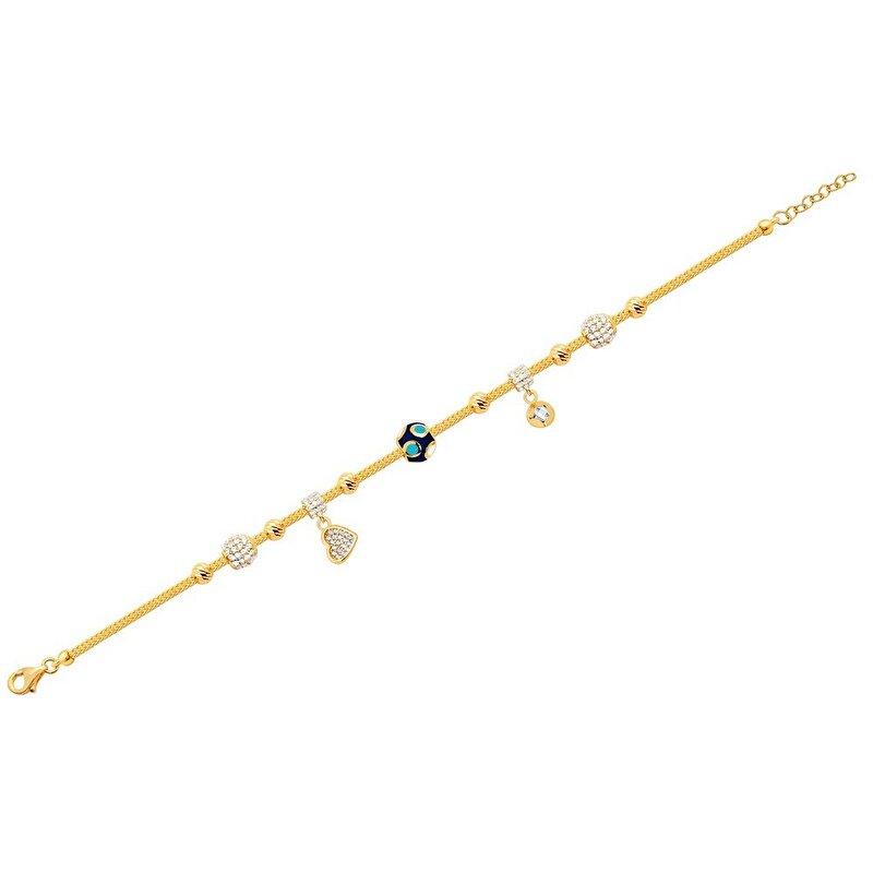 22 Ayar Sarı Altın Charm Bileklik