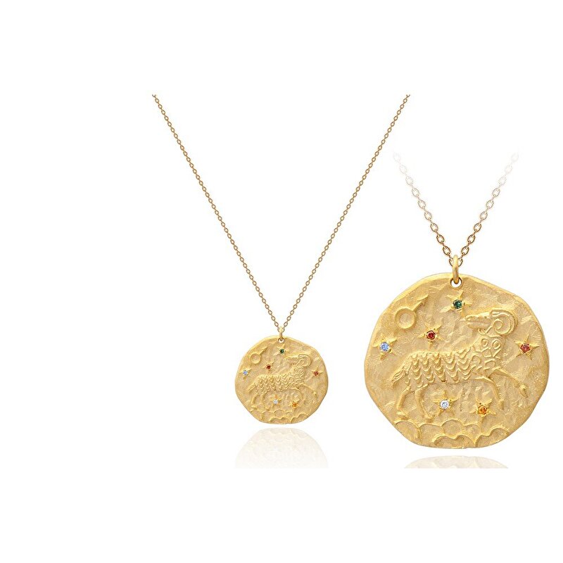 14 Ayar Sarı Altın Koç Burç Kolye