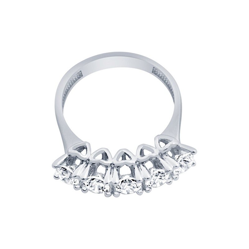 14 Ayar Beyaz Altın Beştaş Yüzük