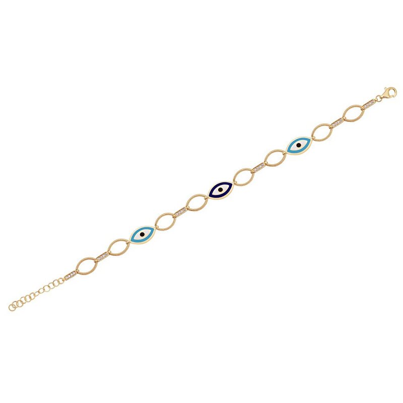 14 Ayar Sarı Altın Nazar Boncuklu Bileklik