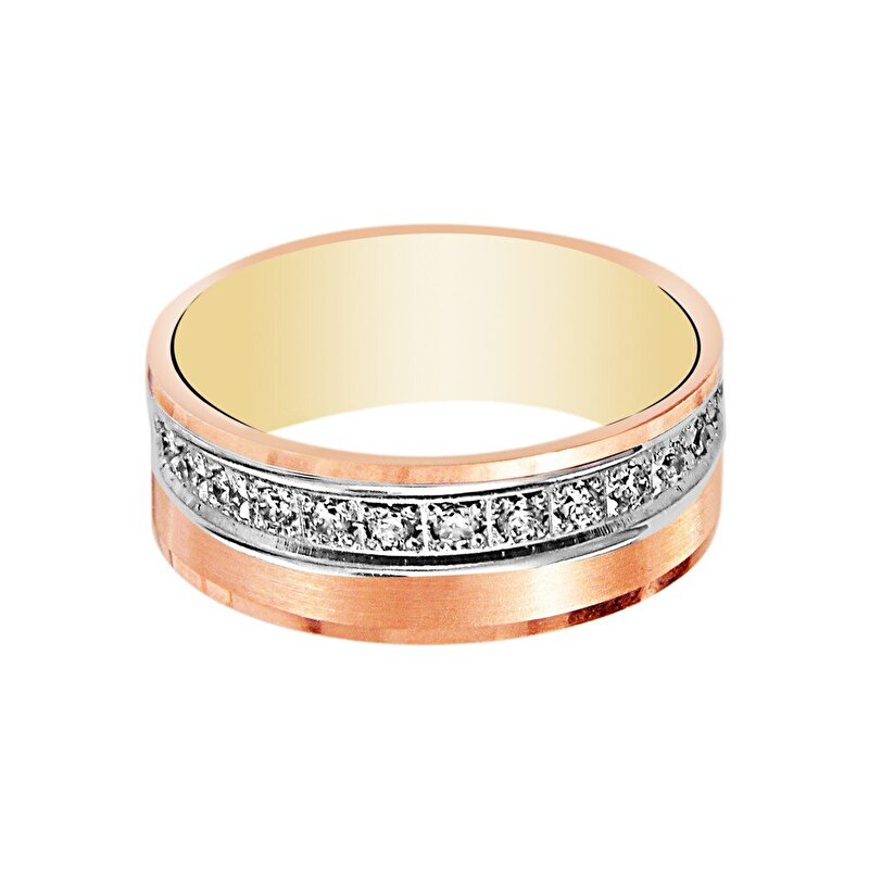 14 Ayar Rose-Beyaz Altın Modern Alyans