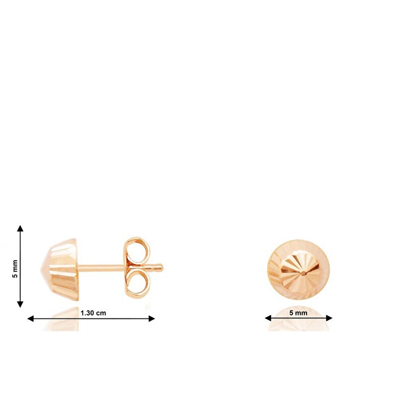 14 Ayar Rose Altın Top Küpe
