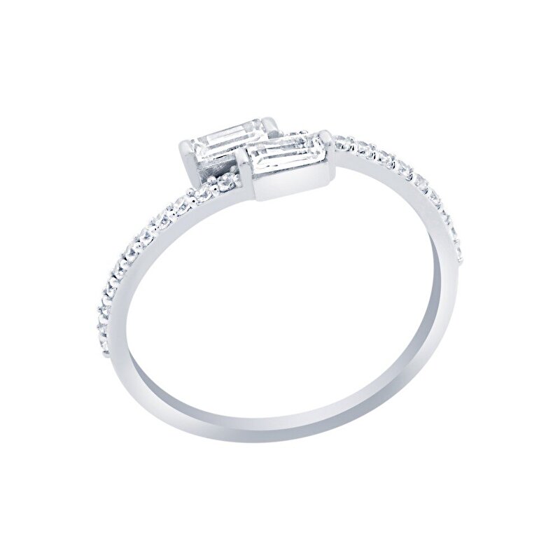 14 Ayar Beyaz Altın Baget Yüzük