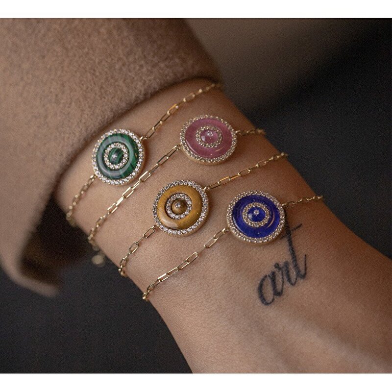 14 Ayar Sarı Altın Nazar Boncuklu Bileklik