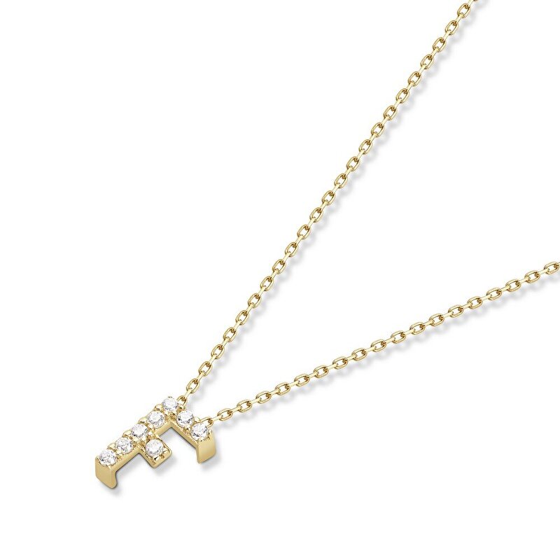 14 Ayar Sarı Altın F Harf Kolye