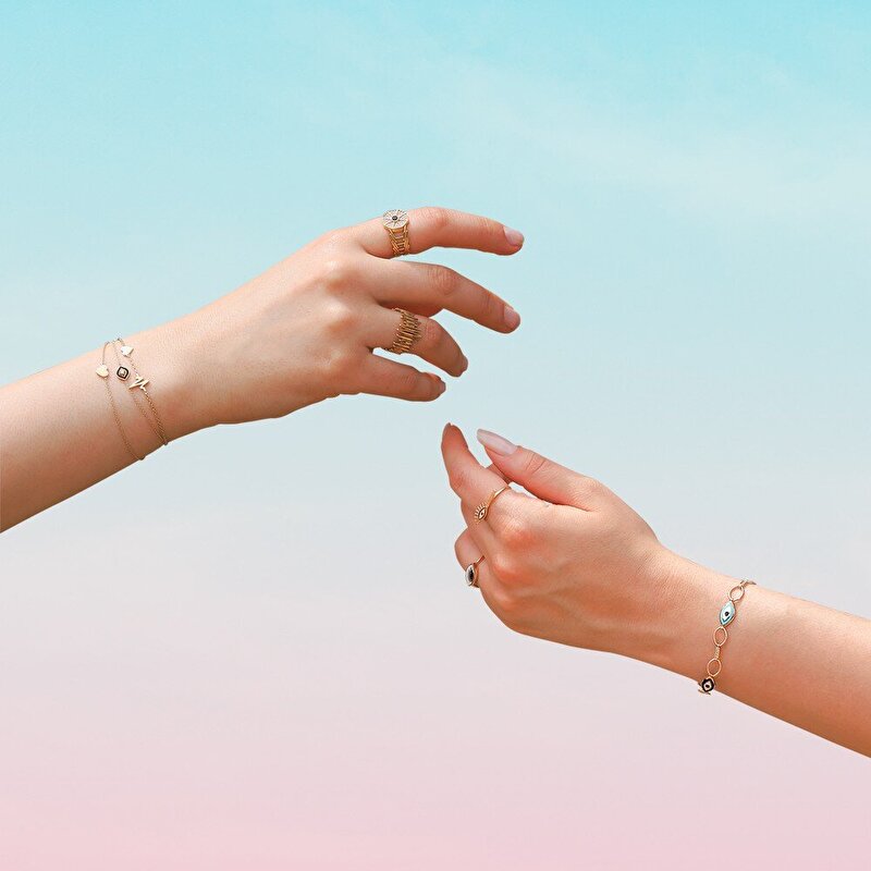 14 Ayar Sarı Altın Nazar Boncuklu Bileklik