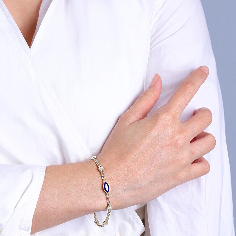 14 Ayar Sarı Altın Nazar Boncuklu Bileklik