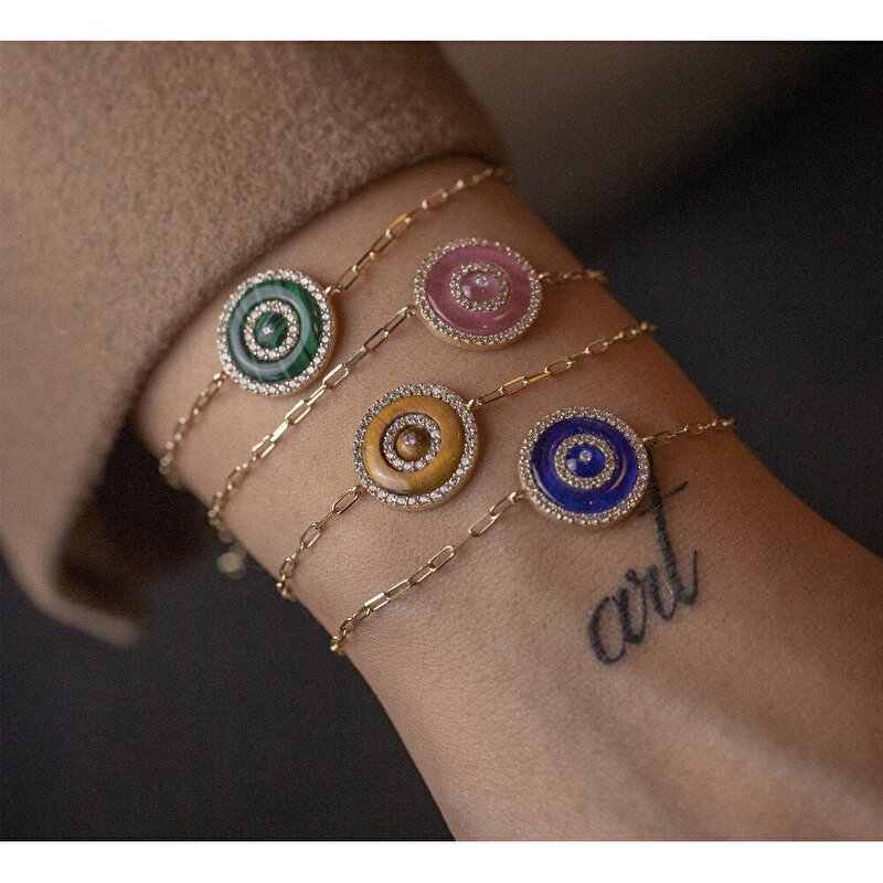 14 Ayar Sarı Altın Nazar Boncuklu Bileklik