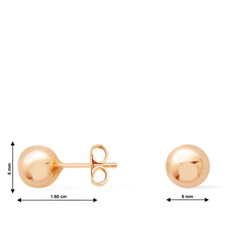14 Ayar Rose Altın Top Küpe