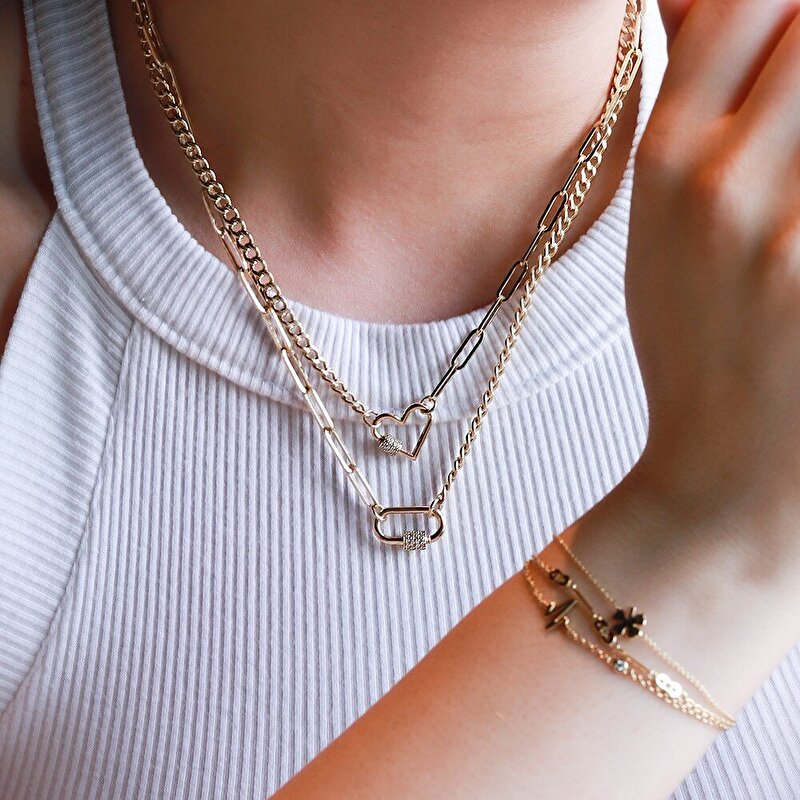 14 Ayar Sarı Altın Ataç Zincir Kolye