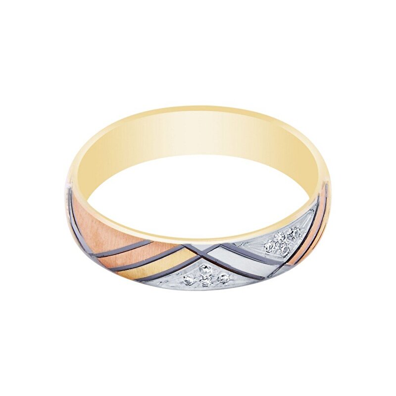 14 Ayar 3 Renkli Altın Modern Alyans
