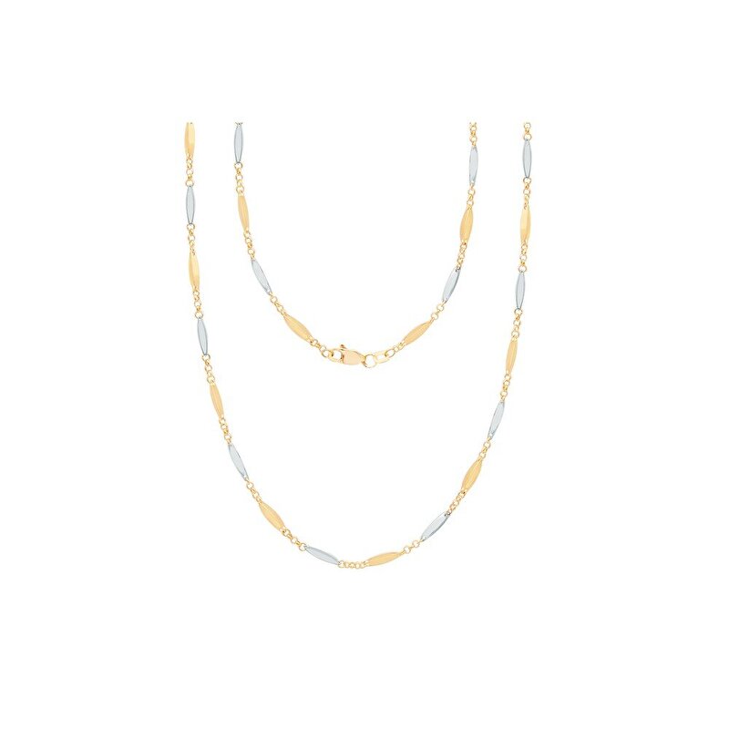 14 Ayar Sarı-Beyaz Altın Erkek Zincir