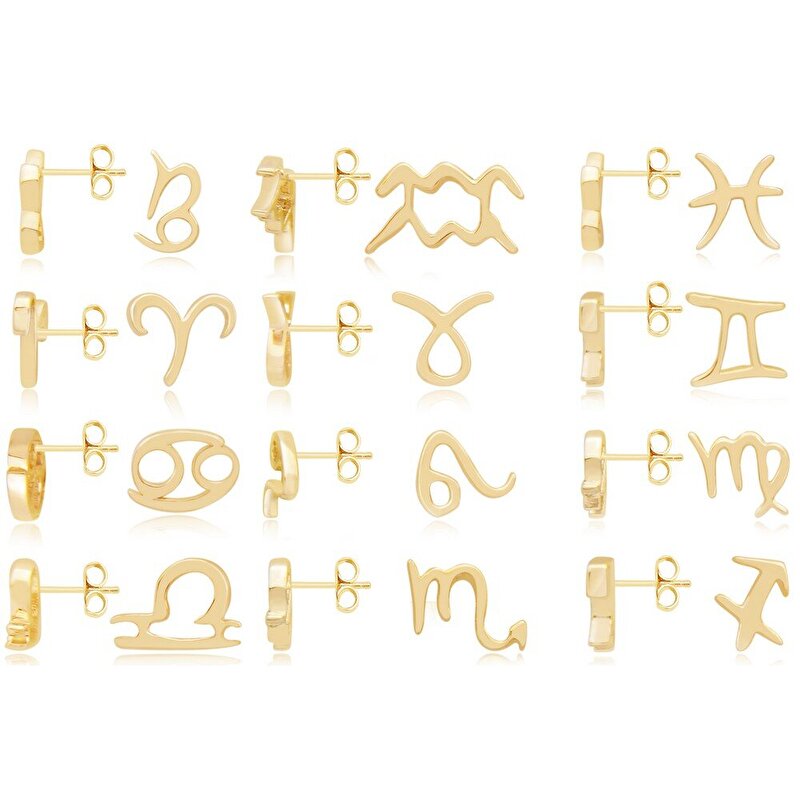 14 Ayar Sarı Altın Akrep Burç Küpe