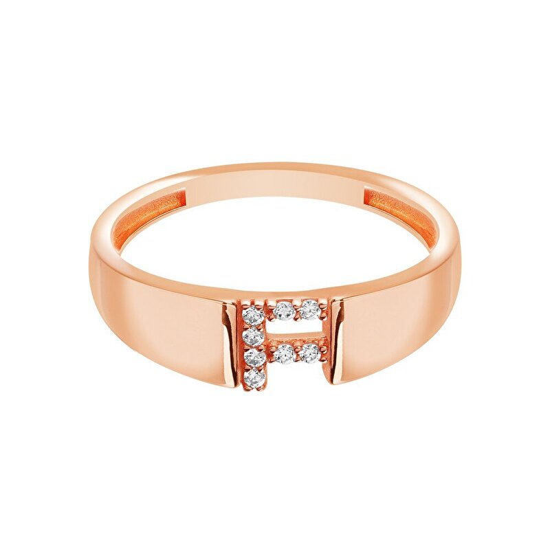 14 Ayar Rose Altın F Harf Yüzük