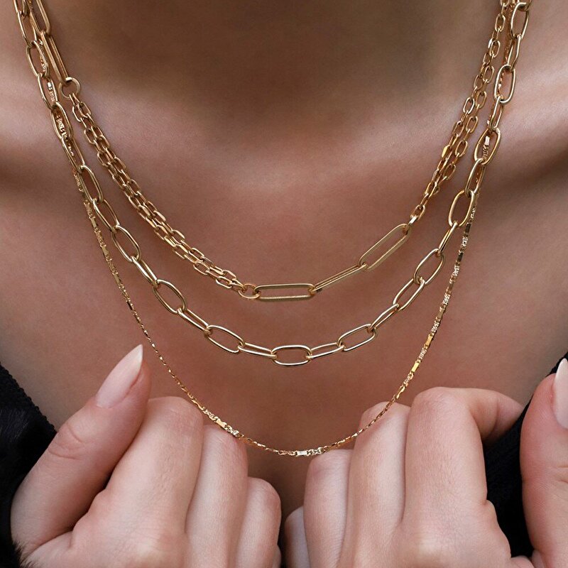 14 Ayar Sarı Altın Ataç Zincir