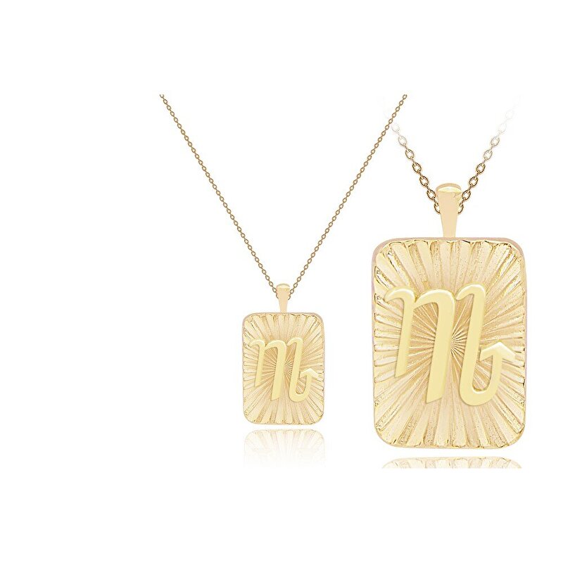 14 Ayar Akrep Burç Plaka Kolye