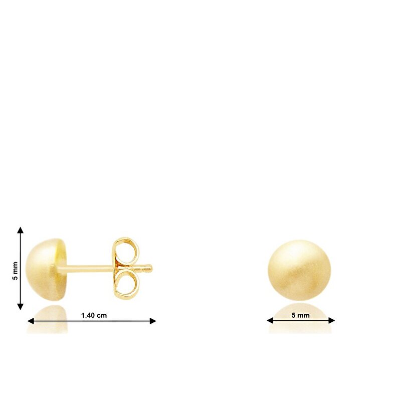 14 Ayar Sarı Altın Top Küpe