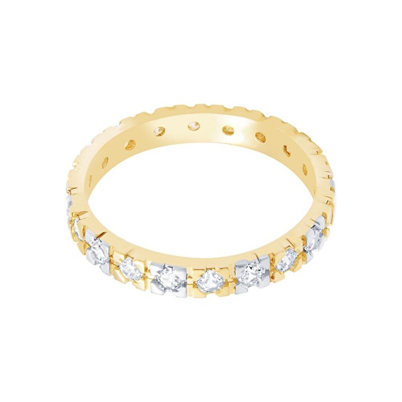 14 Ayar Sarı-Beyaz Altın Modern Alyans