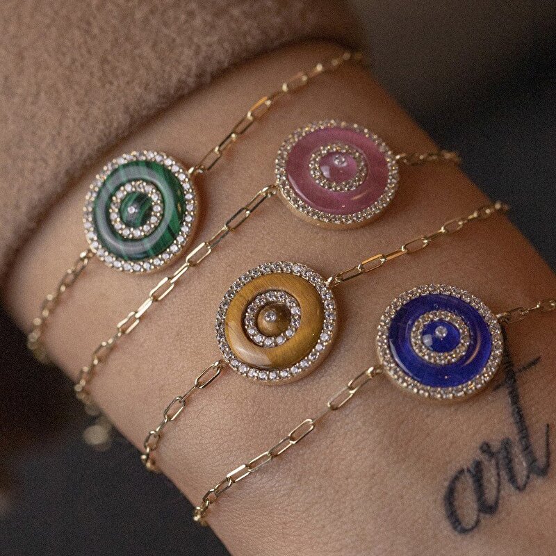 14 Ayar Sarı Altın Nazar Boncuklu Bileklik