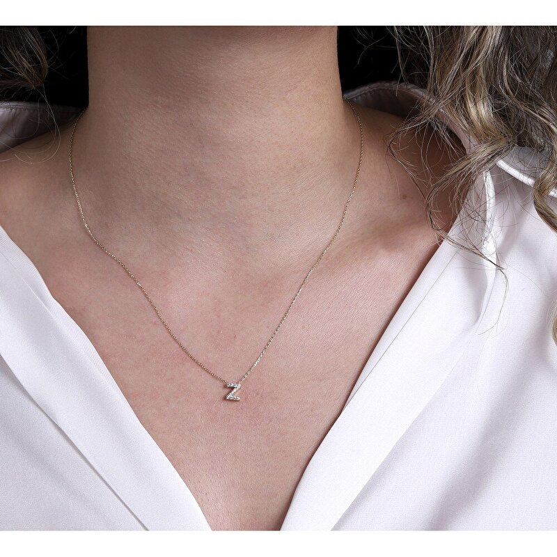 14 Ayar Sarı Altın Z Harf Kolye