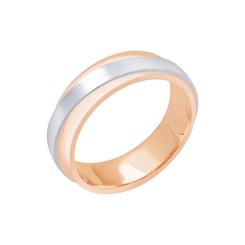 14 Ayar Rose-Beyaz Altın Modern Alyans