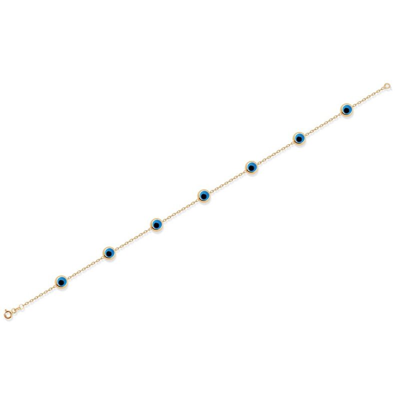 14 Ayar Sarı Altın Nazar Boncuklu Bileklik