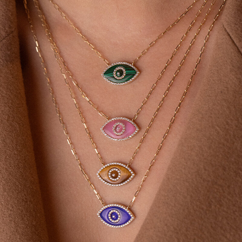 14 Ayar Sarı Altın Göz Figürlü Kolye