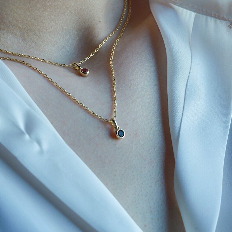 14 Ayar Sarı Altın Temmuz Doğum Taşı Kolye Ucu