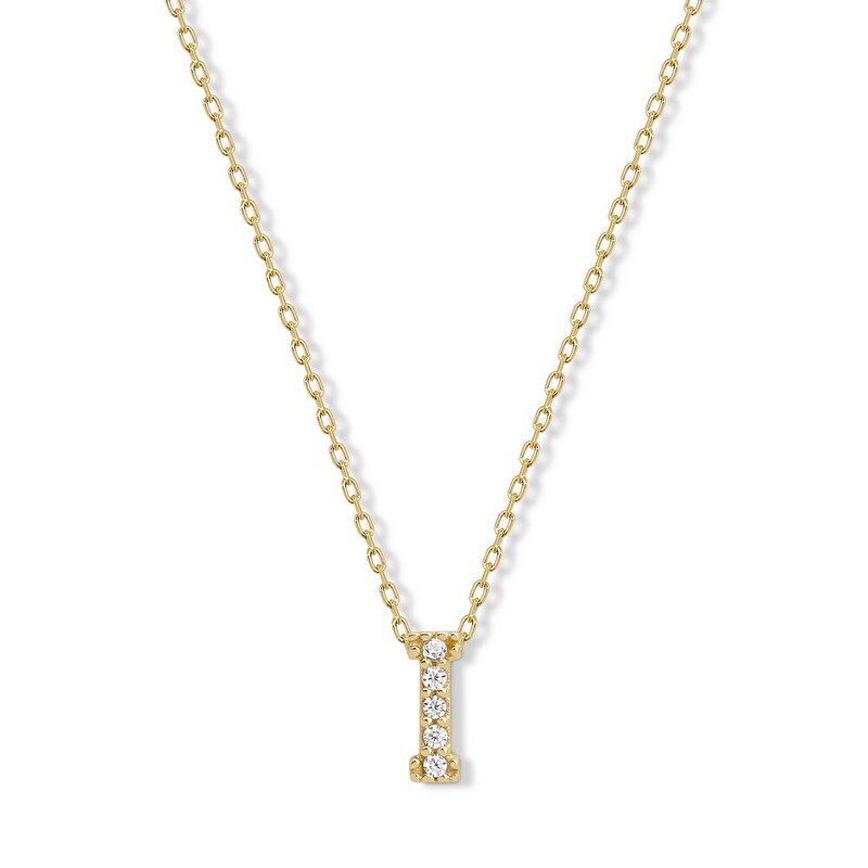 14 Ayar Sarı Altın I Harf Kolye