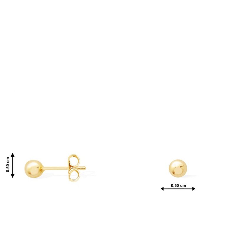 14 Ayar Sarı Altın Top Küpe