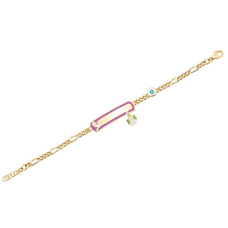 14 Ayar Sarı Altın Künye Bileklik