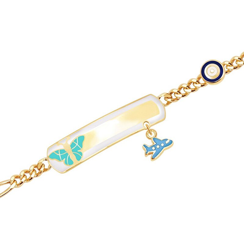 14 Ayar Sarı Altın Künye Bileklik