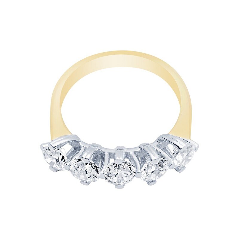 14 Ayar Sarı-Beyaz Altın Beştaş Yüzük