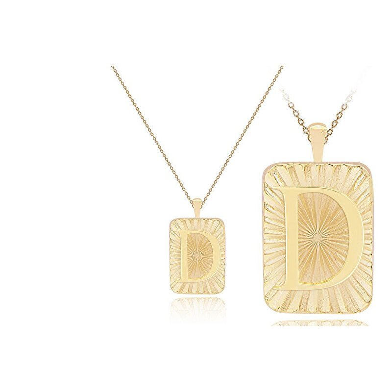 14 Ayar D Harf Plaka Kolye