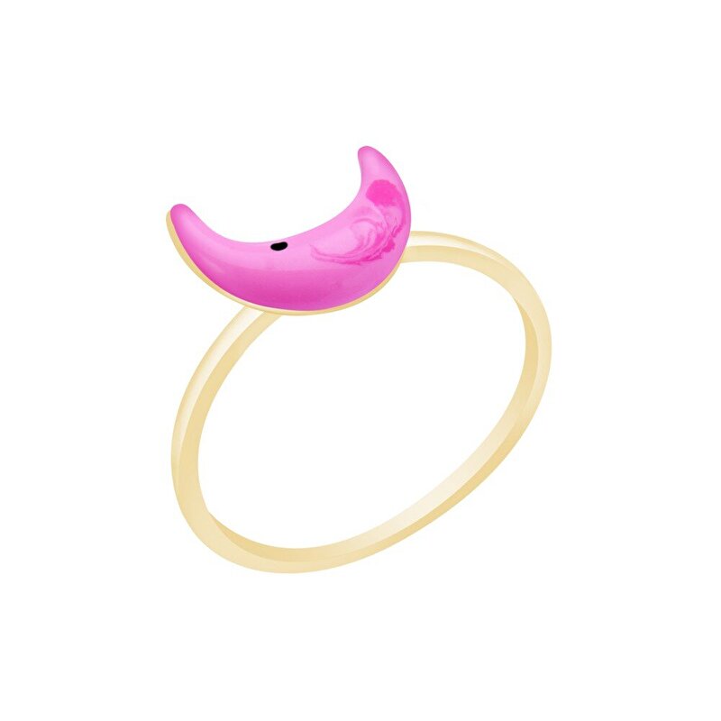 14 Ayar Sarı Altın Ay Figürlü Yüzük