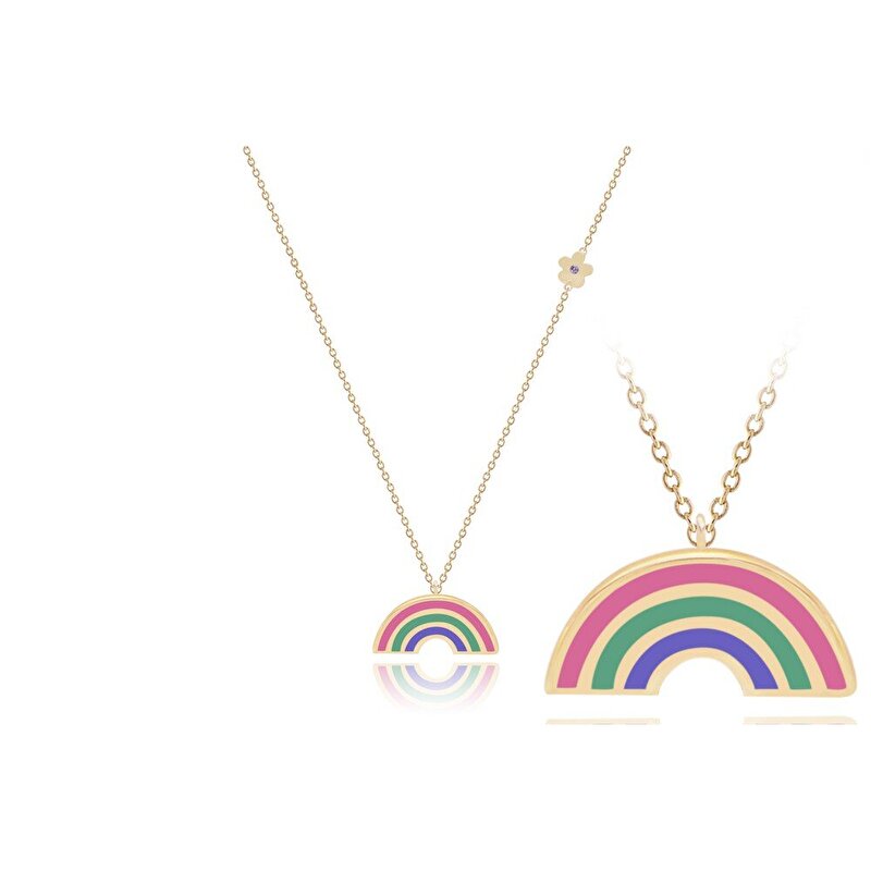 14 Ayar Sarı Altın Gökkuşağı Figürlü Kolye