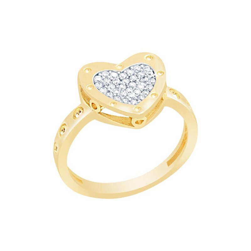 14 Ayar Sarı Altın Kalp Figürlü Yüzük